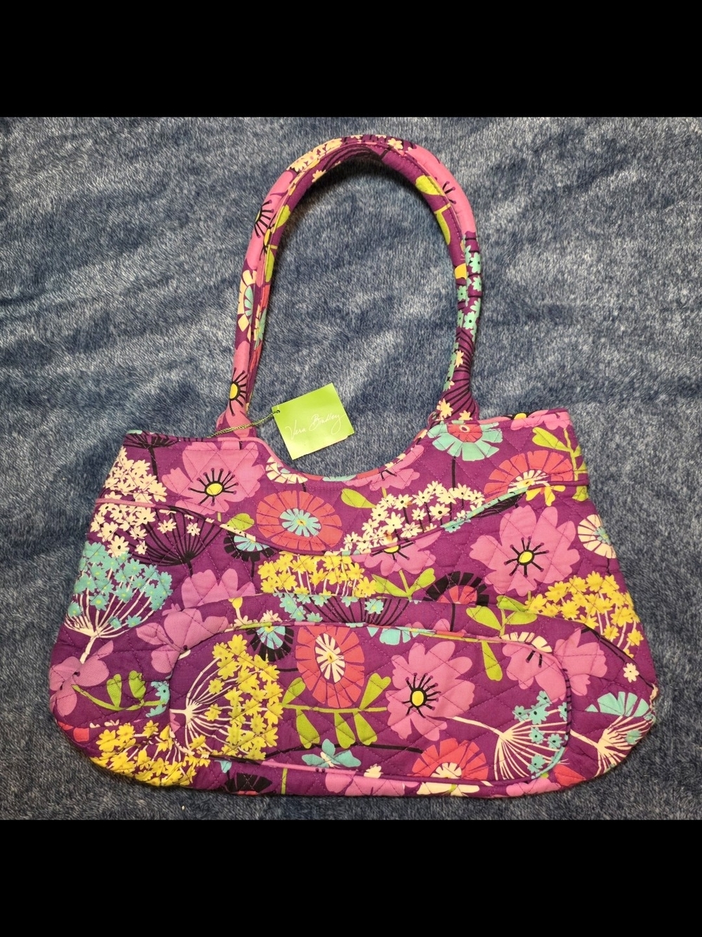 Vera Bradley Purple Floral Quilted Shoulder Bag "Flutterby"